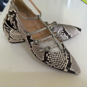 J. Crew Snakeskin Pattern‎ Flats with Silver Accents